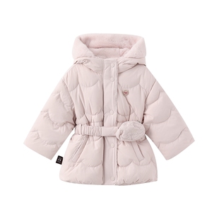 moimoln小云朵童装冬季女童中长款羽绒服女宝宝冬装外套