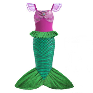 女童小美人鱼爱丽儿公主裙女宝宝礼服儿童嘉年华童话派对表演服装