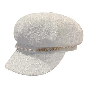 优雅帽子八角帽春夏季薄款网纱透气贝雷帽女显脸小逛街遮阳鸭舌帽