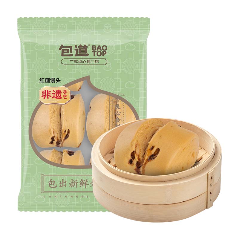 【量折】包道广式点心红糖馒头儿童杂粮早餐包冷冻食品6个装