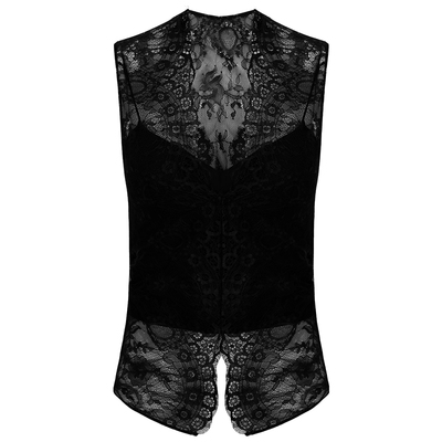 高级的性感黑色蕾丝背心
