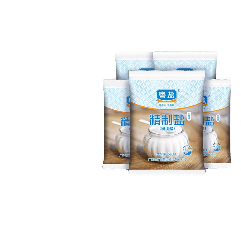粤盐加碘无碘精制盐500g/袋食用盐井矿盐岩盐家用食盐井盐