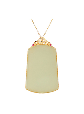 天然和田玉无事牌项链女