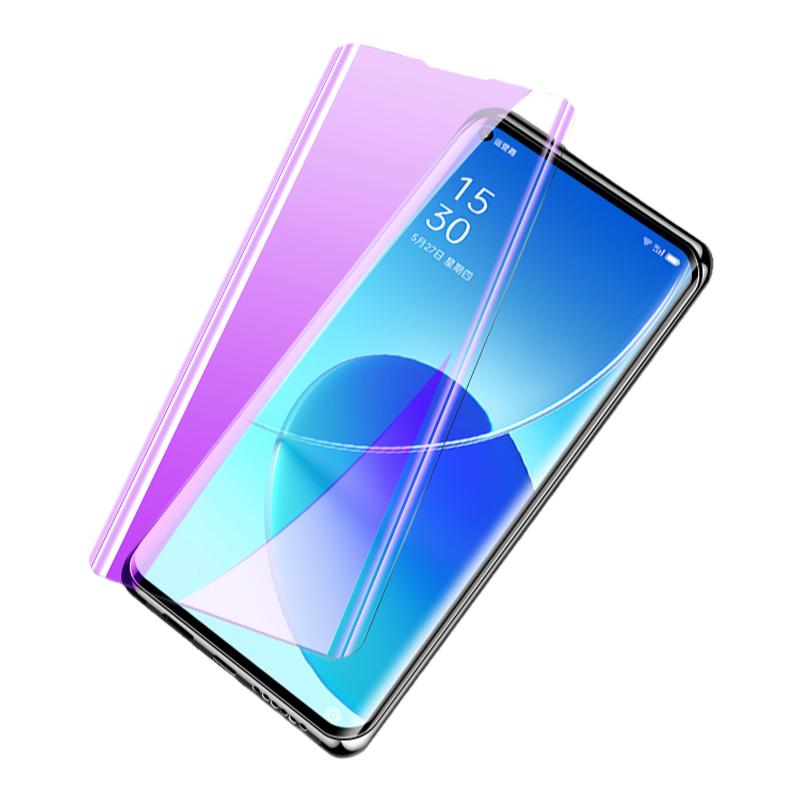 适用opporeno6pro钢化膜全覆盖玻璃reno6pro+手机膜全胶曲面屏保5G防窥uv水凝膜高清全包opop贴膜防摔保护por