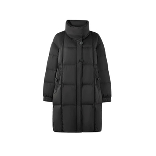 【90白鹅绒】秋水伊人简约黑色立领羽绒服2025冬季新款女宽松外套