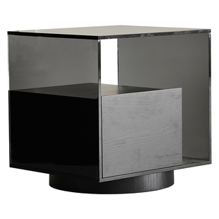 轻奢玻璃床头柜家用小户型床头置物架储物柜卧室实木收纳柜床边柜