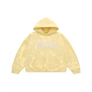 DUAMIN国潮LOGO黄色小香风帽衫情侣街头ins休闲连帽卫衣男女上衣