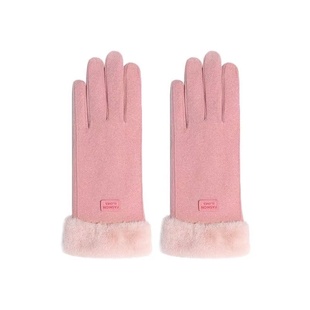 女士冬季加绒加厚保暖手套骑车防寒触屏分指手套