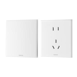 鸿雁超薄肤感哑光奶油风86型开关插座面板家用16a五孔暗装E11白