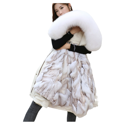 狐狸毛中长款可拆卸内胆派克服