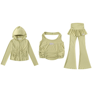 淘町女童运动亲子套装春秋新款训练服儿童大童防晒透气微弹三件套