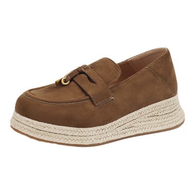 星期六真皮厚底乐福鞋女2025新款