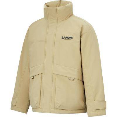 李宁立领男女同款印花短羽绒服