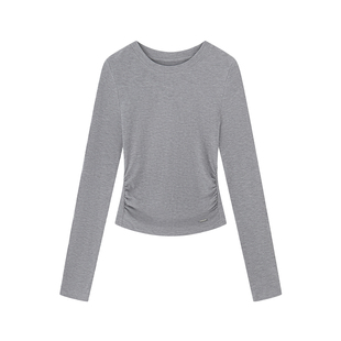 YOTTOY美利奴羊毛修身长袖天丝上衣女普拉提瑜伽服训练健身服打底