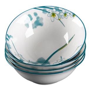 陶瓷面碗6寸家用高级感水仙花日式釉下彩酸菜鱼大号汤碗家用盛汤