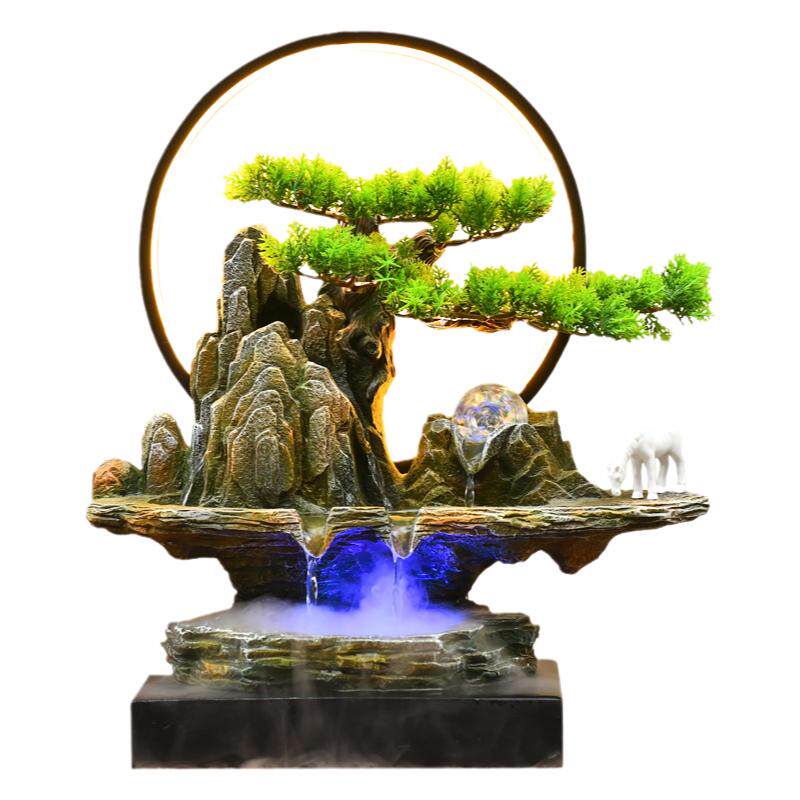 客厅新中式假山流水喷泉摆件