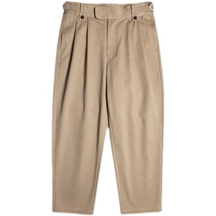 红风 美式复古廓尔格裤宽松廓形微锥廓尔喀法式中高腰休闲九分裤