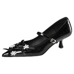 星期六设计师单鞋女2025尖头浅口细跟高跟鞋百搭水钻气质玛丽珍鞋