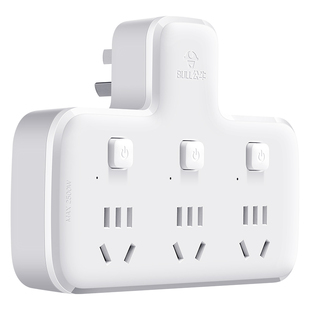 公牛三头插头转换器三角叉头三脚平墙插座换向无线三相转接头三眼