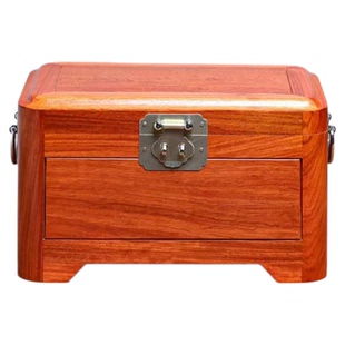 红木首饰收纳盒花梨木缅花实木中式木匣盒子木制独板榫卯大果紫檀