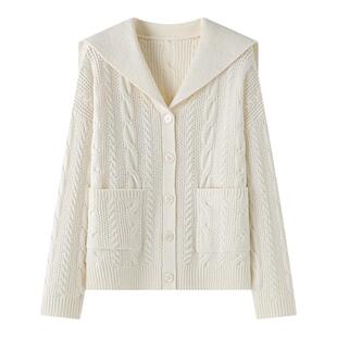 翻领宽松学院风海军领JK毛衣针织毛衣女开衫外套秋季东京岁时记jk