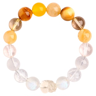 五行缺补喜用神金土手链男女天然水晶多宝手串貔貅土生金平衡饰品