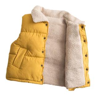 羊羔毛马甲秋冬季2025新款单排扣背心坎肩马甲女童女孩外套