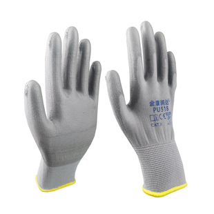 女士小码灰PU518防静电涂掌劳保手套薄款涂指园艺透气电子厂干活