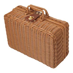 藤编手提箱复古装饰礼物箱子手工编织藤箱结婚伴手礼盒藤编收纳箱