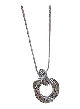 古里雅银色圆环项链高级感