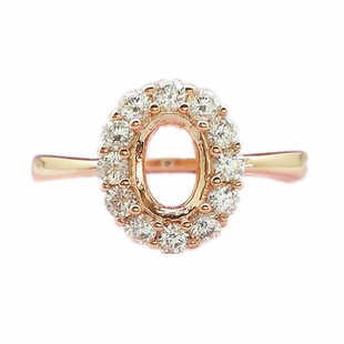 925银戒指空托戴妃款代镶嵌18k金戒托5*7 6*8 7*9 10*12 12*16