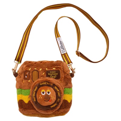 GLADEE拍立得汉堡斜挎零钱包毛绒