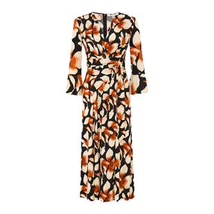 DVF2026春夏新款幻彩兰花摩登针织拼接弹力网纱裹身连衣裙DW1U017