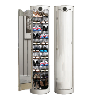 新款2025爆款 智能杀菌消毒360度旋转鞋柜圆形圆柱形家用门口鞋架