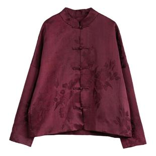 布小匠原创设计桑蚕丝波缎提花香云纱外套女秋冬新款中式国风上衣