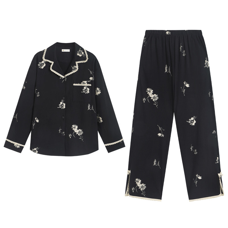 春秋季柔软棉优雅精致家居服套装