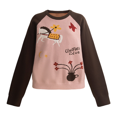 UNIFREE粉色韩版百搭上衣