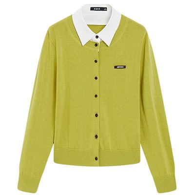 KBNE粉色学院风假两件针织开衫女2026春季新款设计感短款针织上衣