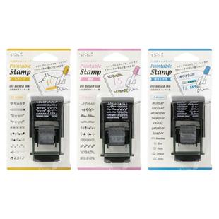 日本MIDORI手帐印章笔记本轮转回墨印章天气动植物日期猫咪数字可爱手账印手帐周边DIY用可调节加墨清单列表