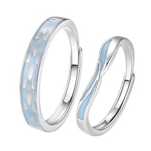 青鸾情侣对戒一对款戒指纯银男女饰品小众生日圣诞节礼物送女朋友