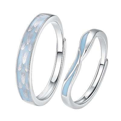 青鸾情侣对戒一对生日情人节礼物