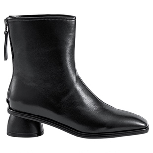 SAM EDELMAN山姆爱德曼冬黑方头时装靴羊皮烟筒靴短靴女TURNER