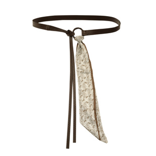 复古民族风咖啡色丝巾腰带女小众美拉德配裙子牛仔裤百搭皮带装饰