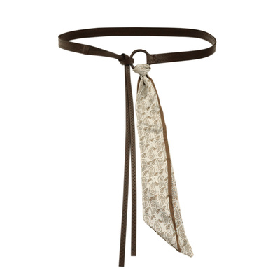 复古民族风咖啡色丝巾腰带