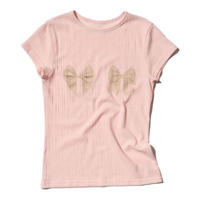 SCULPTOR蝴蝶结美式白色正肩短袖t恤女25年夏多巴胺修身圆领上衣