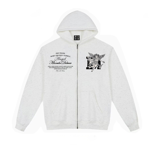 MEDM HEOAR天使和平鸽子拉链帽衫秋季美式嘻哈宽松连帽卫衣外套潮