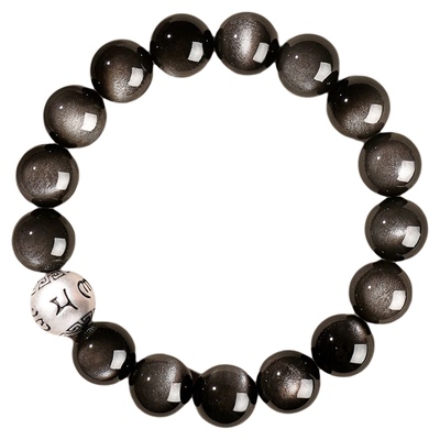 天然银曜石手链女转运珠