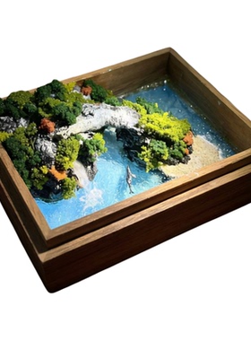 手工微缩景观木盒小夜灯扩香器