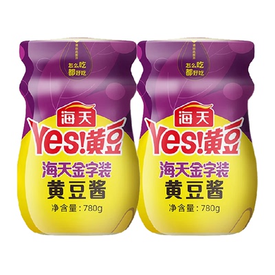 海天金字炒菜拌面黄豆酱780gx2瓶