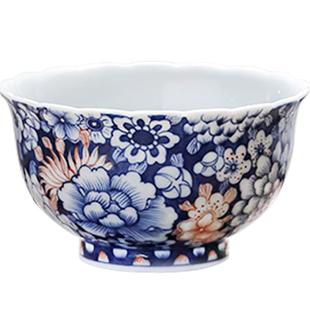 景德镇官方陶瓷手绘青花釉里红茶杯主人杯喝茶个人专用茶具礼盒